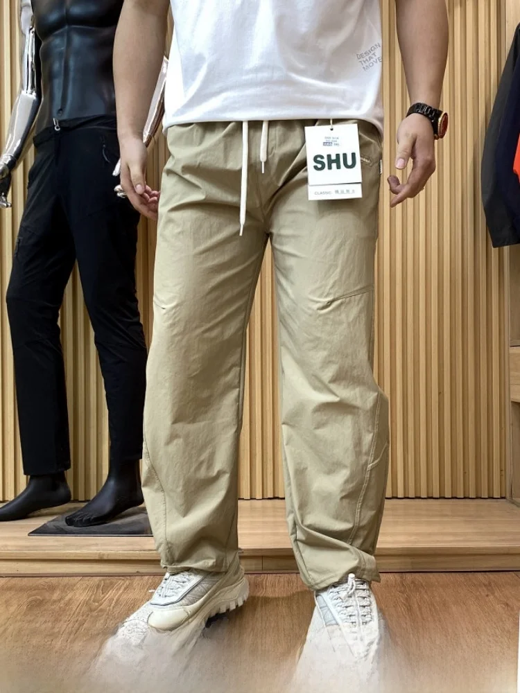 Casual Loose Men's Pants Knife  3D Tailoring Embroidery Versatile Spring Polyester Fiber Breathable Straight Leg Trousers