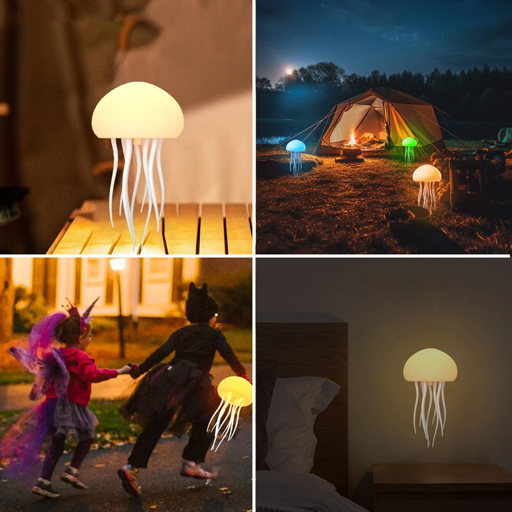 Colourful Jellyfish Night Lights Voice Control Bedside Lamp Flexible Tentacles  Jellyfish-Shape Atmosphere Lights for Home Decor