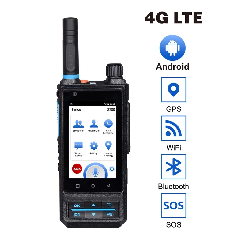 Inrico S200 4G LTE Network Radio Android10 Mobile Phone GPS WIFi Blue Tooth SOS Flashlight 3800mAh Battery Zello PTT Smartphone