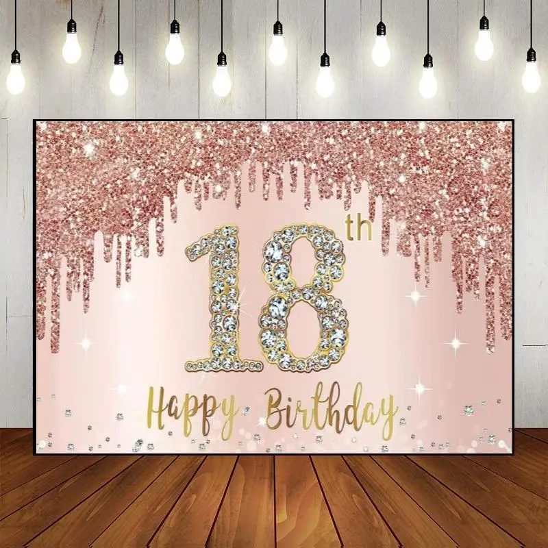 

Decoration The Breath of Youth Happy 18th Birthday Photography Backdrop Balloon 18 Years Boy Girl Banner Golden Party Wall Photo