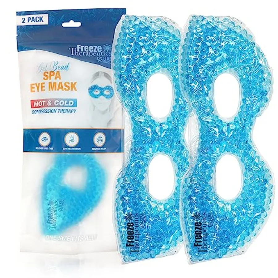 

USA Merchant - 2 Redesigned Therapeutic Spa Gel Bead Eye Masks - Hot/Cold Reusable Ice Packs with Flexible Beads - Compress The