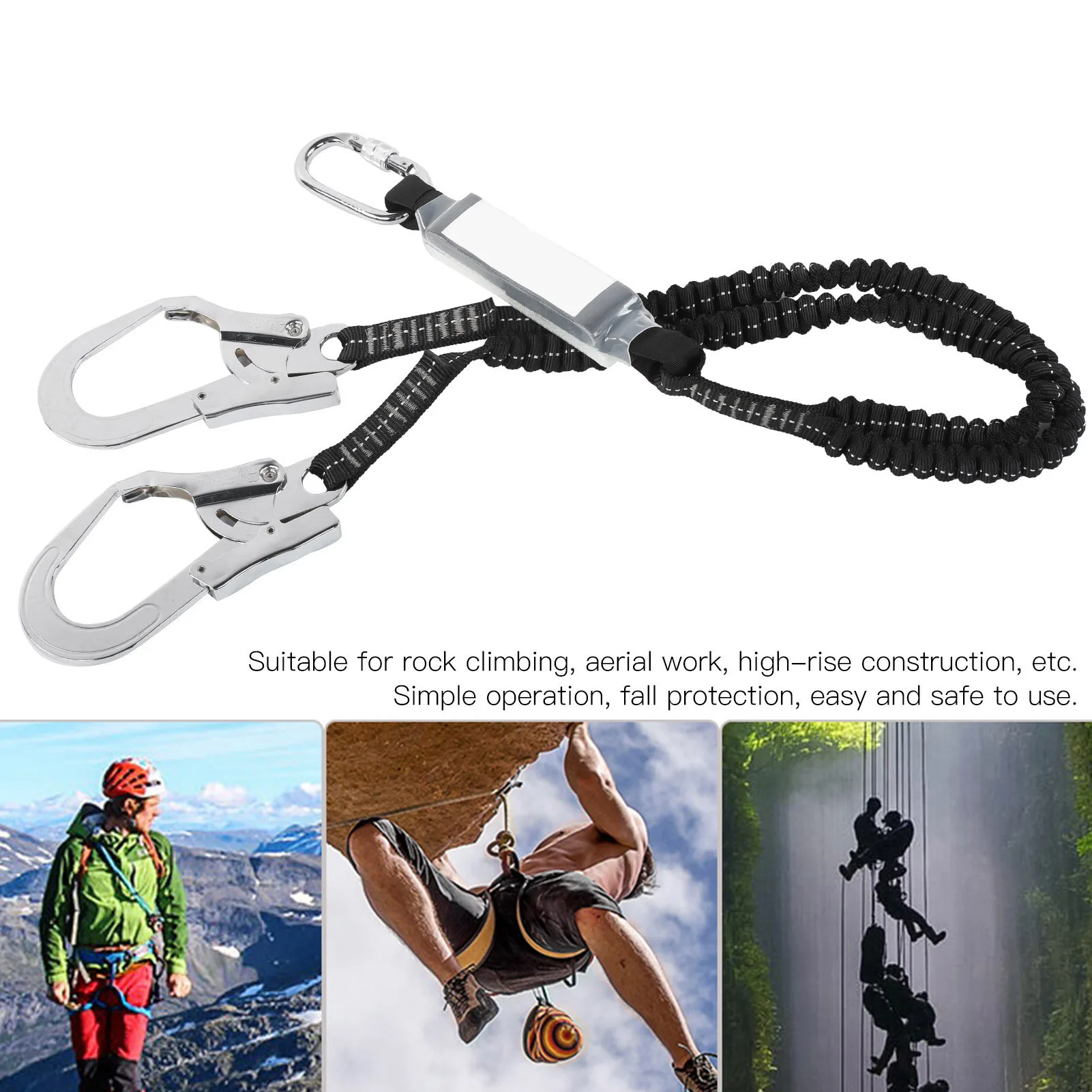 

Anti‑falling Elastic Rope Working Aloft Double Steel Large Hook Elastic String Anti‑falling Safety Rope Belt Safety Belt