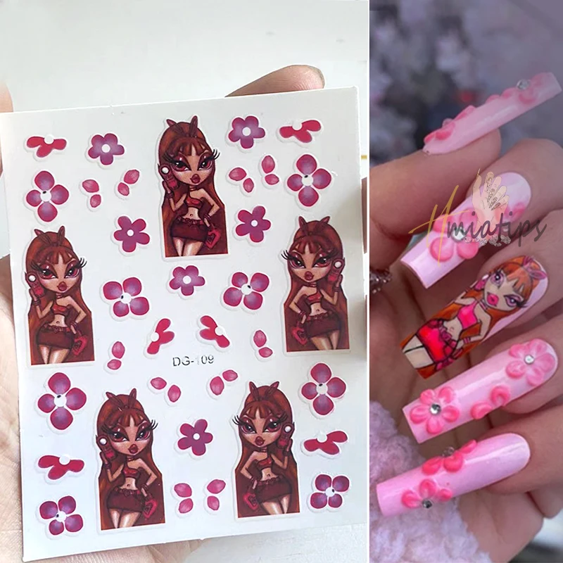 3D Nail Art Sticker Decals Doll Cartoon Self-adhesive Transfer Decal Sliders Tips Wrap Salon Manicure Decoration