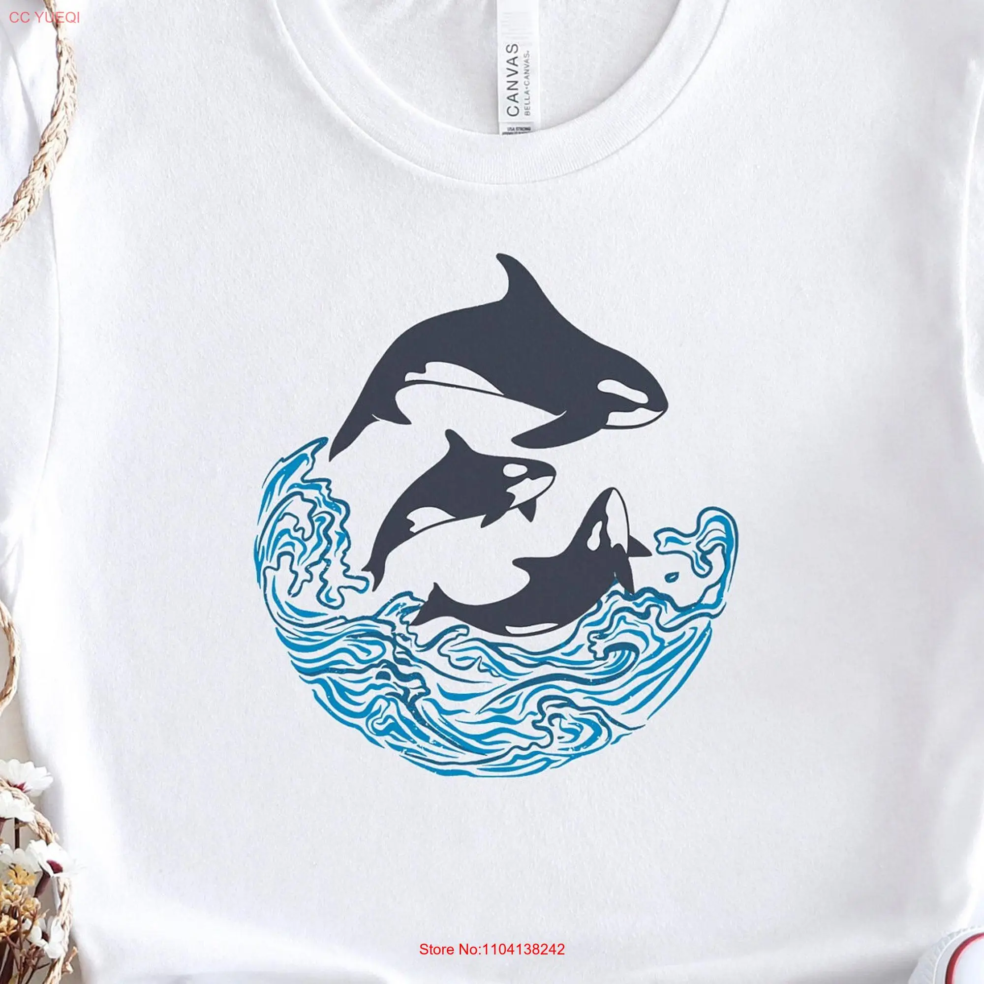 Camiseta de Orcas Jumping para amantes de los animales, ropa para aficionados a la vida marina, conservación del océano, ballena asesina