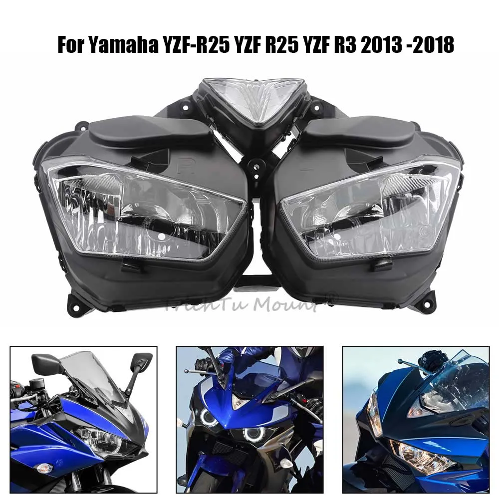 For Yamaha YZF-R25 YZF R25 YZF R3 2013-2018 Motorcycle Accessories Headlight Headlamp Assembly Housing ABS Plastic New