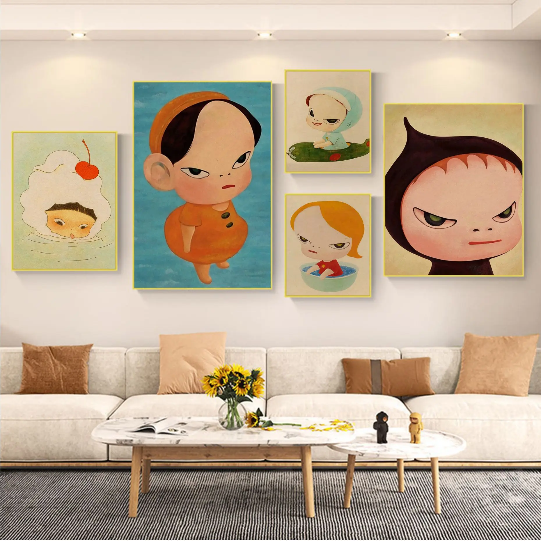 Yoshitomo Nara Dream Doll Cartoon DIY Poster Kraft Paper Vintage Poster Wall Art Painting Study Posters Wall Stickers