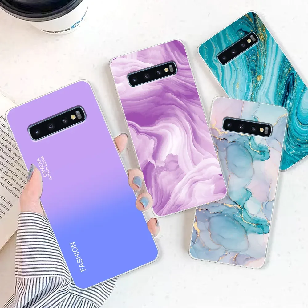 For Samsung S10 5G Case S10 Plus Watercolor Marble Transparent Cases For Samsung Galaxy S10 Plus S10e Cover Silicone Back Bumper