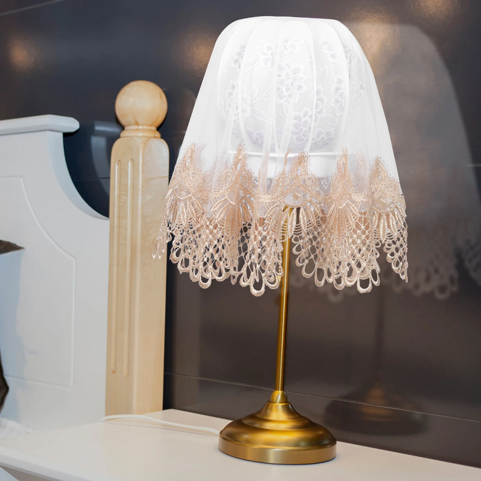 

Lace Lampshade Cover Premium Material Stable Structure Table Lamp Dustproof Decorative Waterproof Lampshade Cover