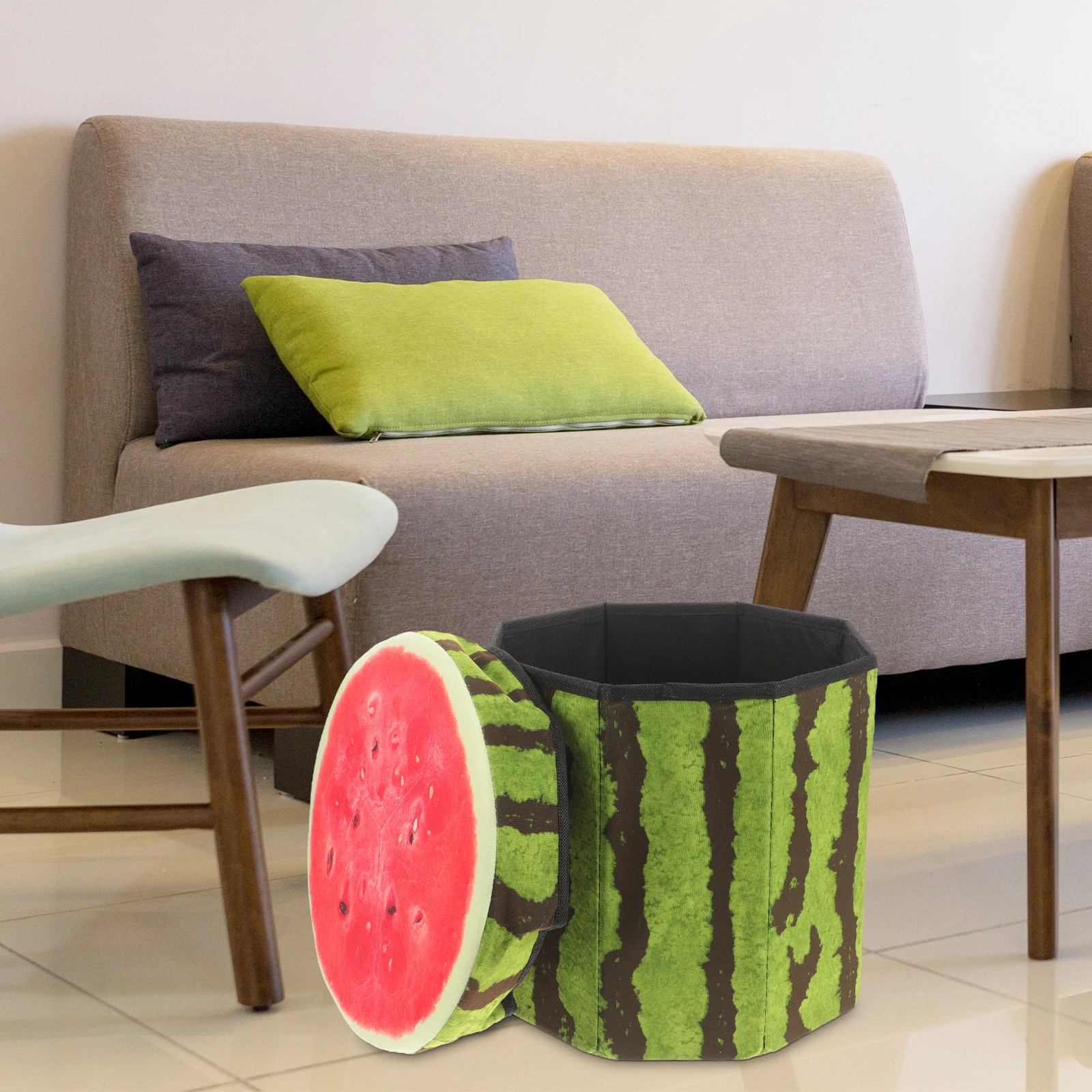 

Fruit Velvet Storage Stool High Quality Folding Design Premium Material Fruit Shape Small Orange