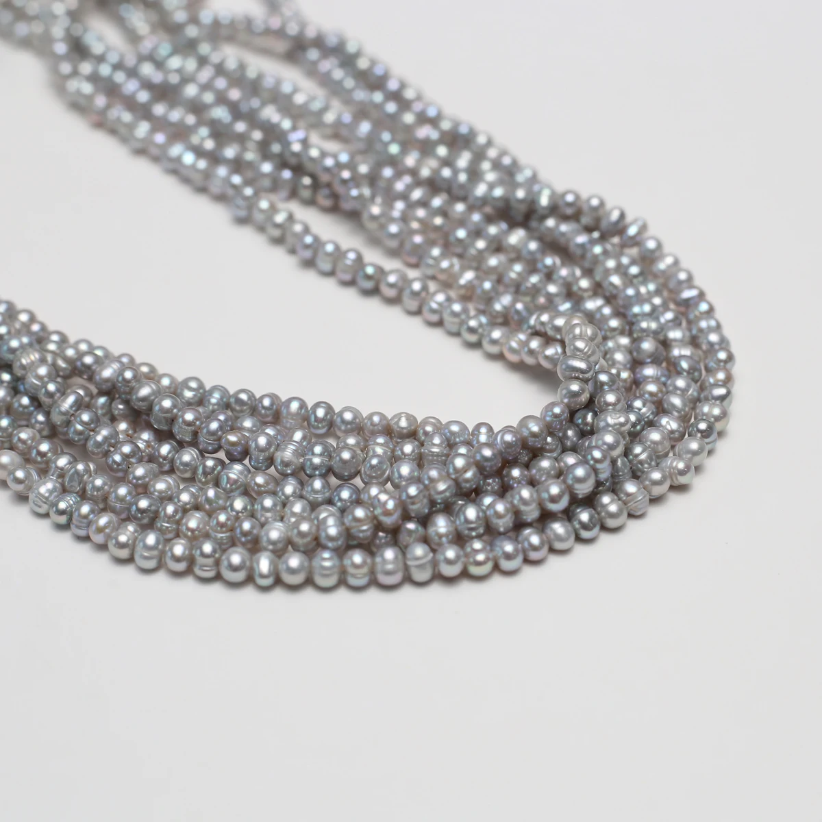 

3-4mmWholesale Natural Freshwater Pearl Gray Oval Bead Sparkle Jewelry Make DIY Necklace Bracelet Accessories Wedding Gift Women