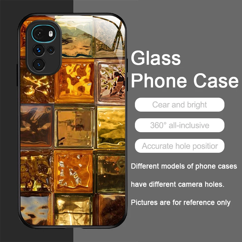 خمر الفني مربع لغز كريستال الزجاج المقسى جراب هاتف لموتورولا موتو G85 G84 G75 Edge 50 الانصهار 40 Neo 30Pro غطاء