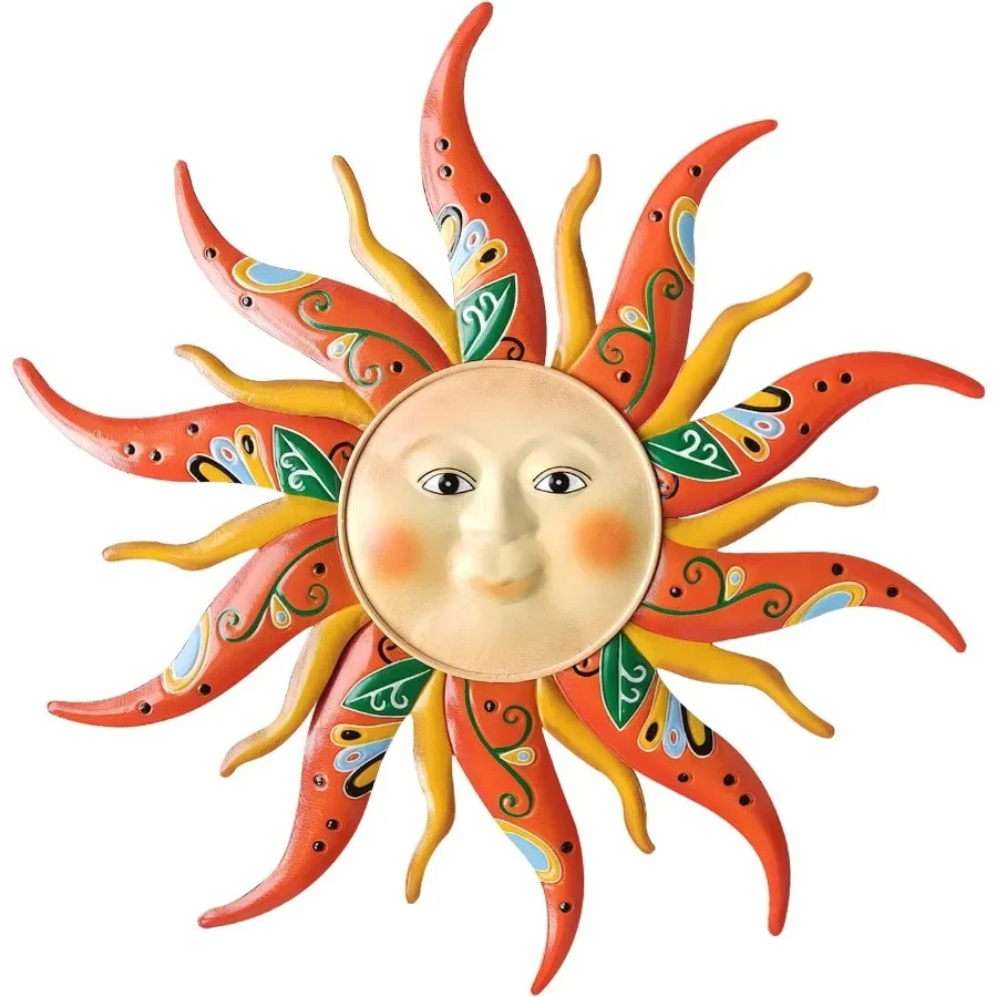

Large Metal Sun Wall Art Decor - 23.6Inches Sun Face Garden Sculptures and Statues Wall Art for Indoor and Outdoor Decor Yard F