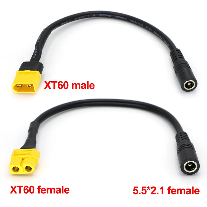 XT60 Male / Female Connector To DC 5.5x2.1mm Power Cable Adaptor 5521 For Battery Charging Conversion Adapter Cables