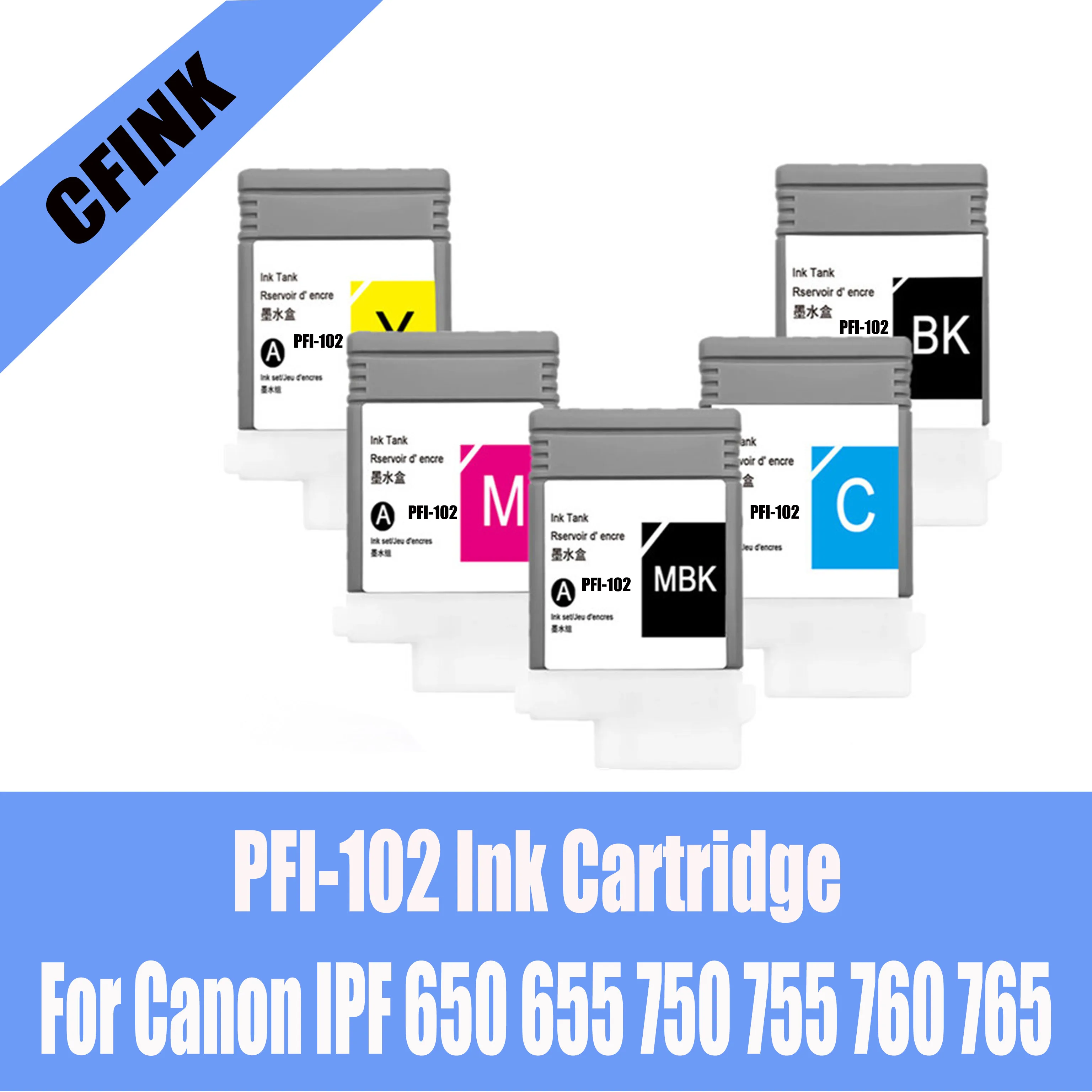 

PFI 102 PFI-102 PFI102 Чернильный картридж для принтера Canon iPF500/510 iPF600/605/610 iPF700/710/720/760 iPF650/655 iPF750/755