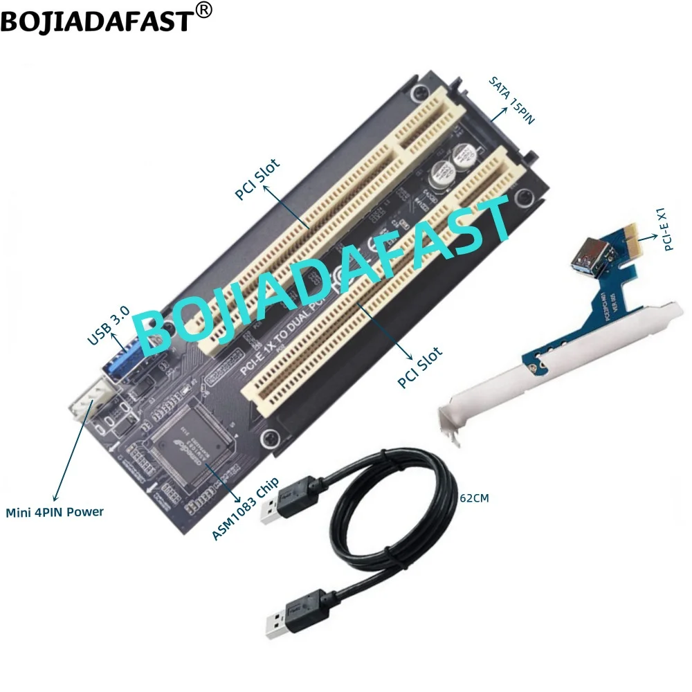 Dual Ports PCI Slot To PCI-Express PCI-E 1X Expansion Riser Card For Sound Tax Control Capture Voice Serial and Parallel Cards