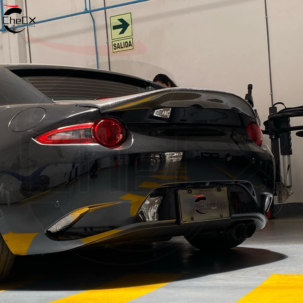 For Mazda MX5 Miata ND RF LMS Style Carbon Fiber Rear Spoiler Trunk Lid Tail Spoiler for 2016-2024 Models