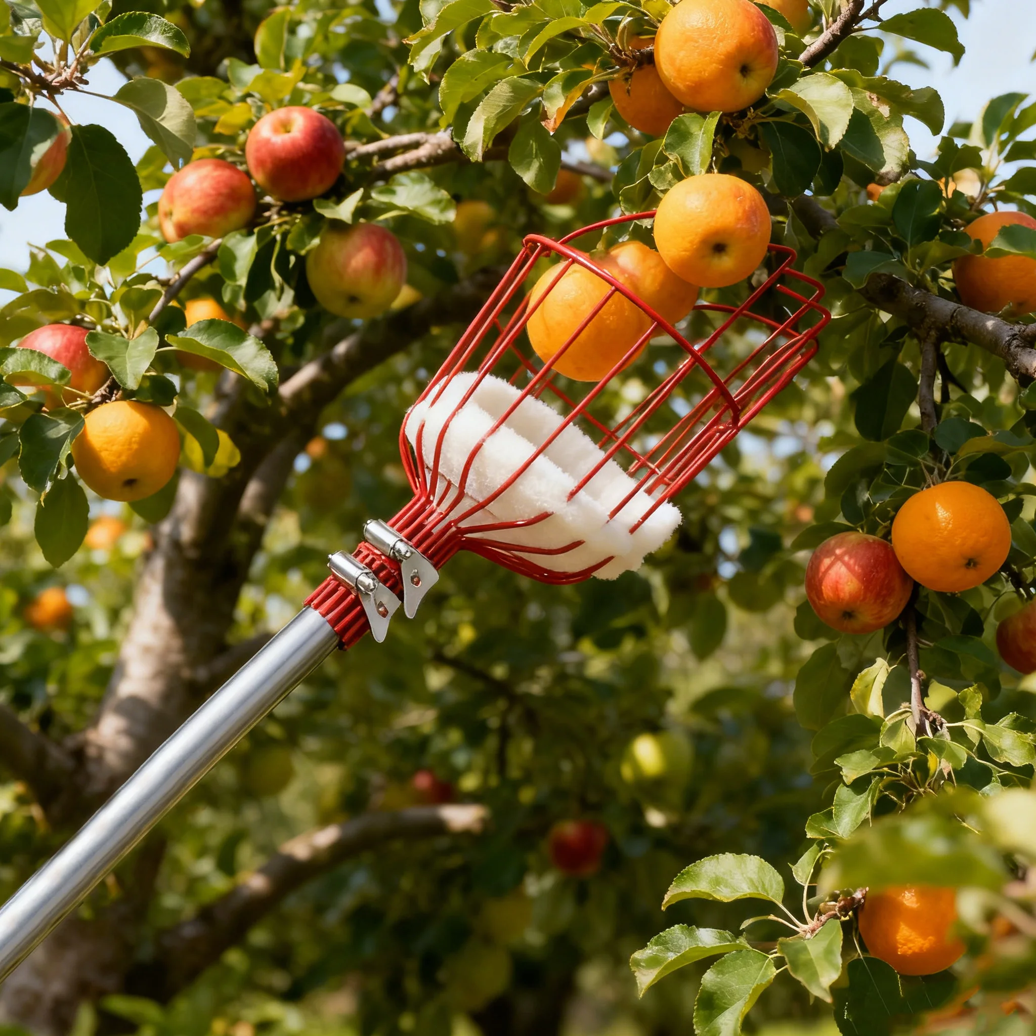 Reach Extension Long Pole Telescopic Fruit Picker With Basket For Picking Orange Mango Avocado Lemon Pear