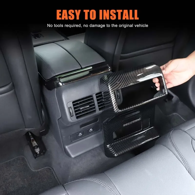 ABS Carbon Fiber Car Rear Row Air Conditioning Vent Frame Cover Trim Car Accessories For Land Rover Range Rover VELAR 2024-2025