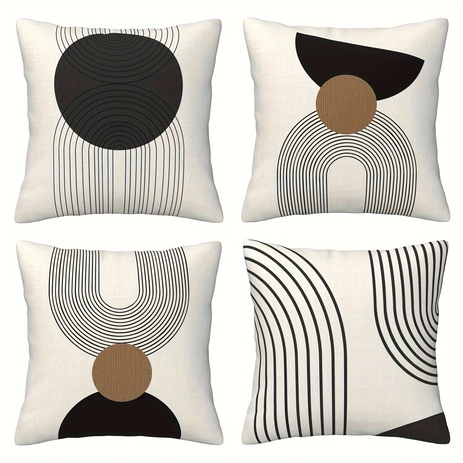 Abstract Minimalist Pillowcase Set, Geometric Line Design, Polyester Cushion Cover for Living Room Sofa, Ideal for Home Decor