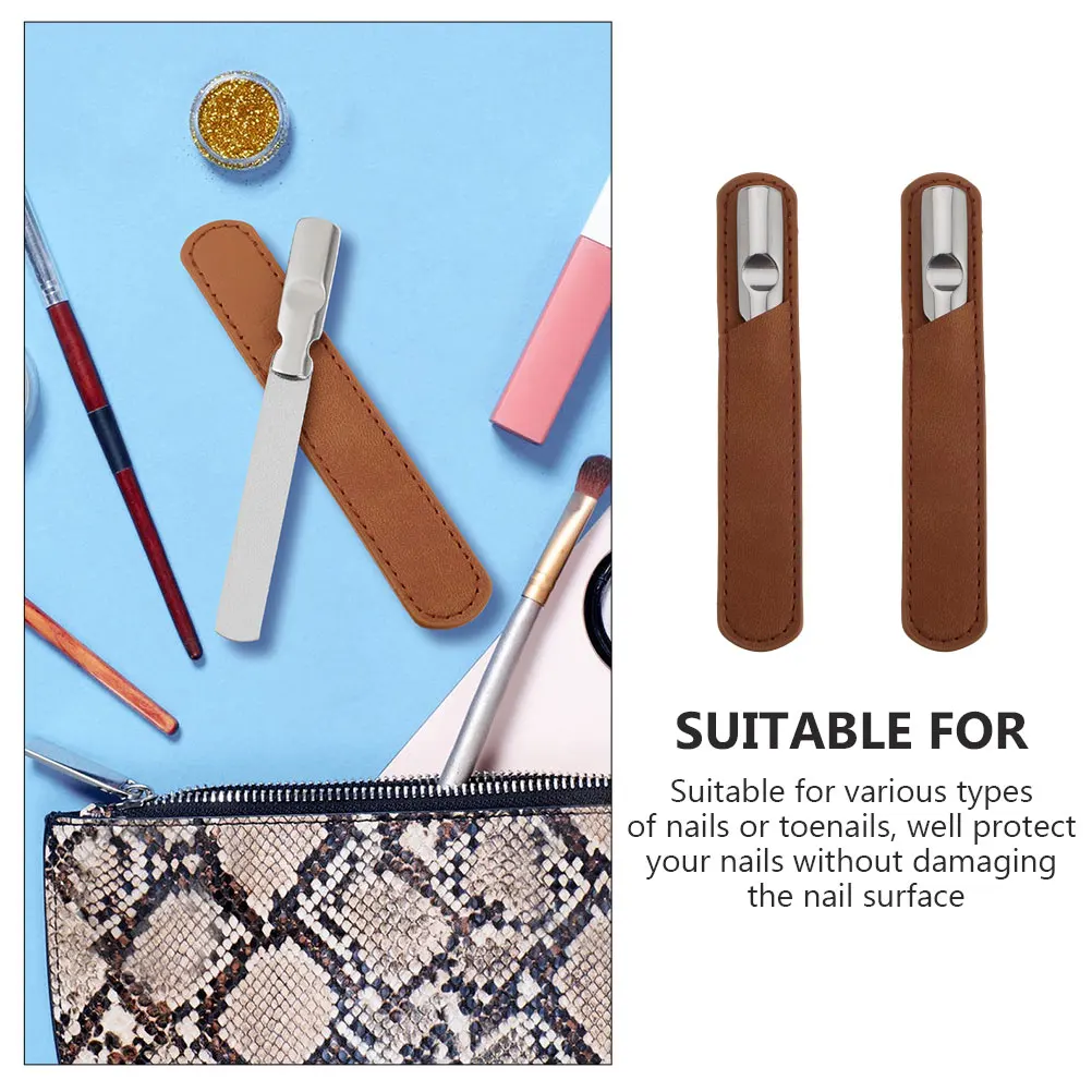 

2set 2 Sets Stainless Steel Nail Files Fingernail Manicure Tools Salon Accessories Portable Travel Long Lasting Durable Smooth