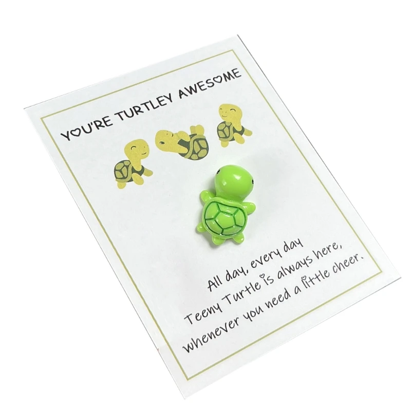 Mini Tortoises Toy Pockets Hug Turtles Card Emotional Supports Sea Turtles Ornamentt with Greeting Card Keepsaker Gift