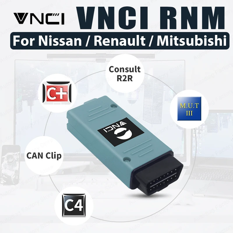 

VNCI RNM для Nissan Renault Mitsubishi, диагностический сканер, поддержка DoIP/CAN-FD для OEM-программного драйвера для программирования TCM/ECM