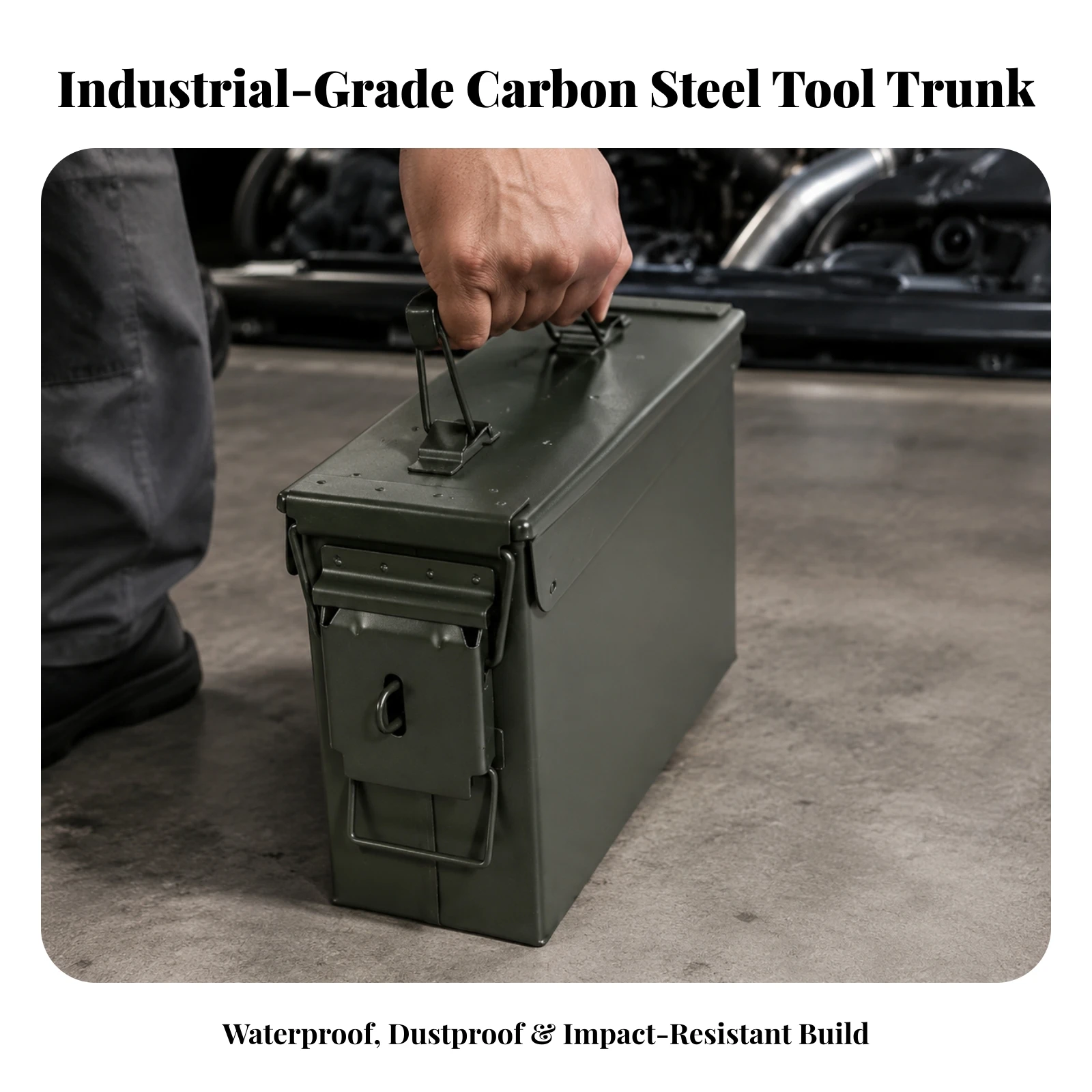Tool Box with Hinged Lid Long-Lasting Metal Tool Box Metal Storage Organizer with Hinged Lid Secure Dustproof for Mechanics - view 5