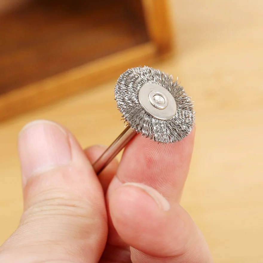 10 Stück Dremel Zubehör 22mm Stahl-Drehbürsten Dremel Drahtbürsten für Schleifer Rotationswerkzeug für Mini-Bohrer Polieren – Detail 2