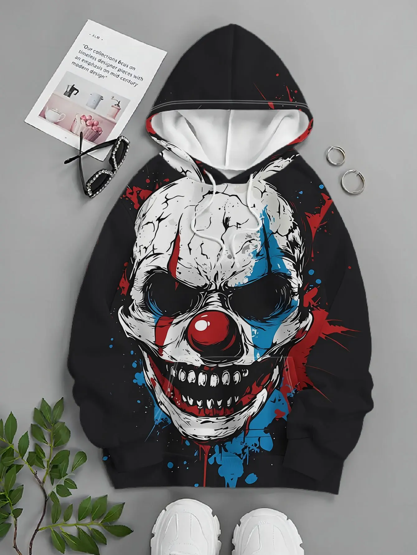 New Men’s Autumn/Winter Hooded Sweatshirt – Halloween-Themed, Street-Style, Trendy, Casual, and Edgy (Clown Design) - view 4