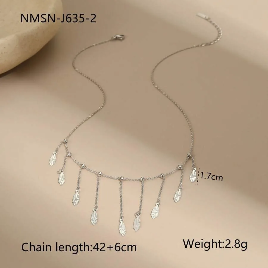

1 Piece Stainless Steel Solid Color Tassel Collarbone Chain, Light Luxury, High-End Feel, Simple And Unique Necklace