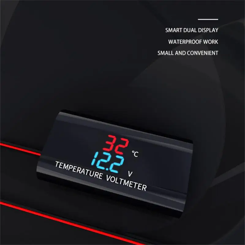 8-18V Car Temperature Voltmeter Auto Voltage Meter Display Digital Measurement for Car Motorcycle Boat Thermometer