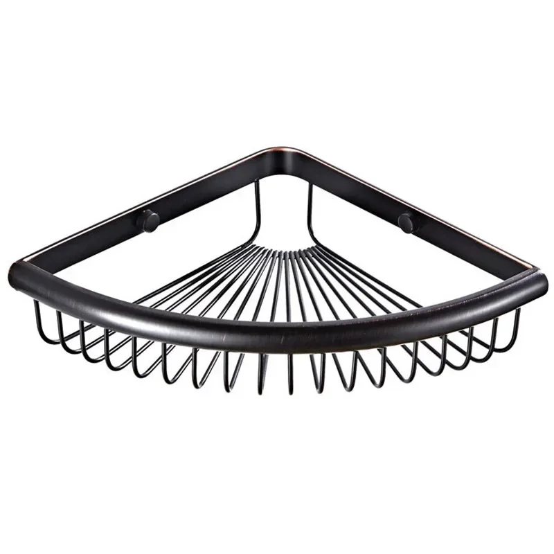 Bathroom pendant bathroom storage basket Black antique brushed brass triangle basket Single bathroom corner rack wide side corne