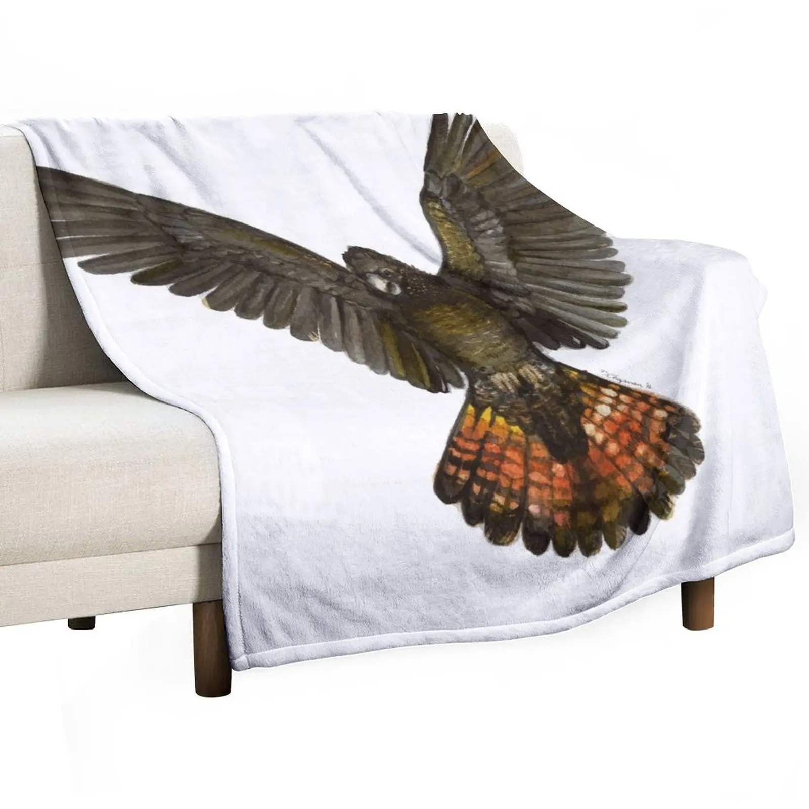 

Forest Red-tailed Black Cockatoo (Karrak) Throw Blanket For Decorative Sofa Stuffeds Blankets