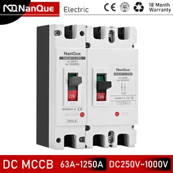 DC MCCB 회로 차단기 솔라트 PV 시스템 단락 보호기 배터리 스위치, 250V, 500V, 750V, 1000V, 150A, 200A, 300A, 400A