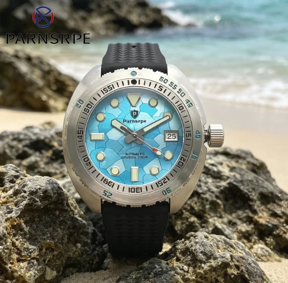 

PARNSRPE Men's NH35 Automatic Sapphire Irregular design dial Mechanical Watch Diver's Luxury Men's Watch Small Abalone