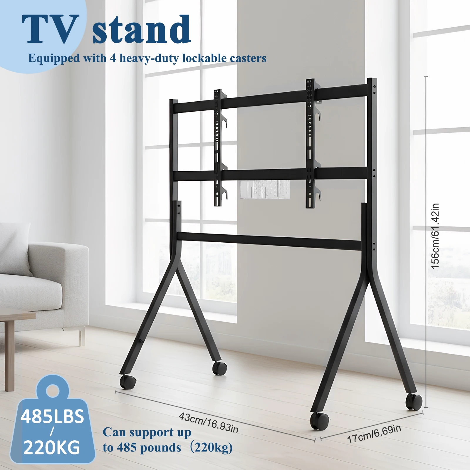 

360°Swivel TV Floor Stand for 86-110 Inch Screens Portable Display Floor TV Stand Max Load 485LBS/220kg with Lockable Wheels