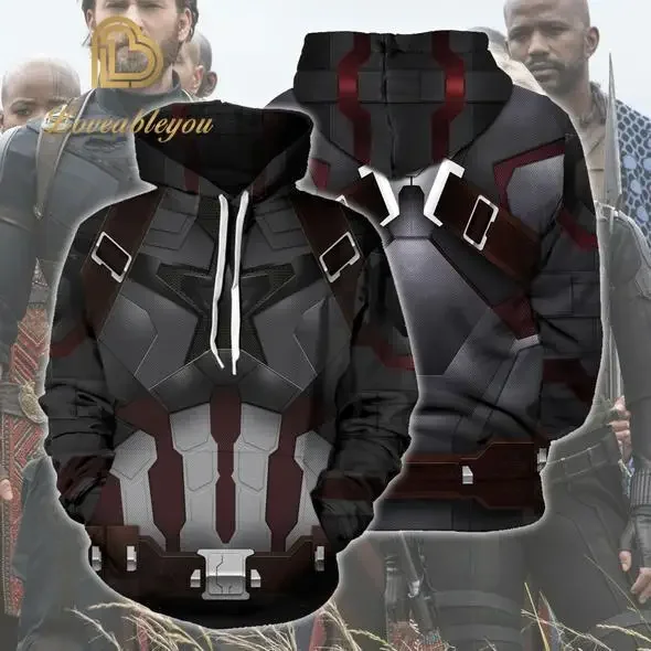 Captain America Cosplay Jacket Streetwear Tops Spring Hoodies Movie Harajuku Hip Hop Fleece Clothing Coat Christmas Gift Costume