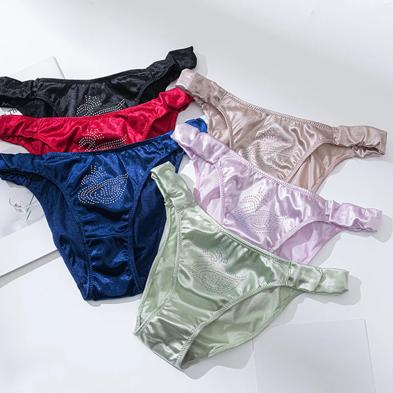 

Сплошные цветные трусы из атласной ткани с низкой талией, спортивные трусы для фитнеса с вышивкой, сексуальные стринги для девочек, женское глянцевое нижнее белье, трусики