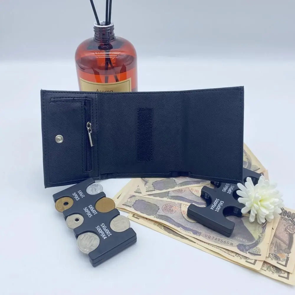 Portable Tri-fold Coin Purse with Buckle Anti Loss 2-In-1 Coin Clip Organizer Zipper Bag Large Capacity Travel Card Case