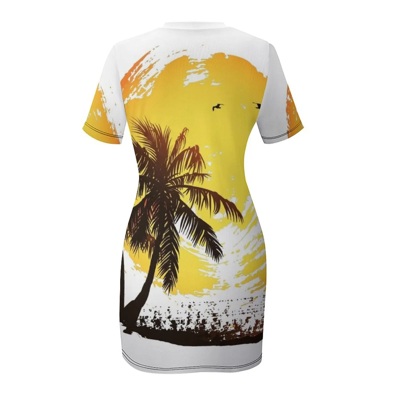 เดรสแขนสั้นลายพระอาทิตย์ตกดินวิคิกิ สำหรับงานปาร์ตี้ ผู้หญิง หรูหรา ชุดราตรีออกงาน ชุดเดรสออกงานฤดูร้อนน่ารัก