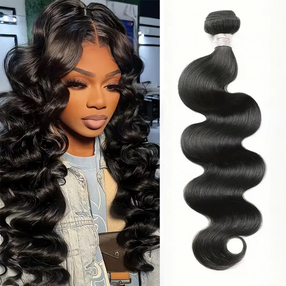 

Натуральные бразильские волосы Body Wave из 100% человеческих волос, натуральный черный цвет, 1/3/4 пучка, 95 грамм