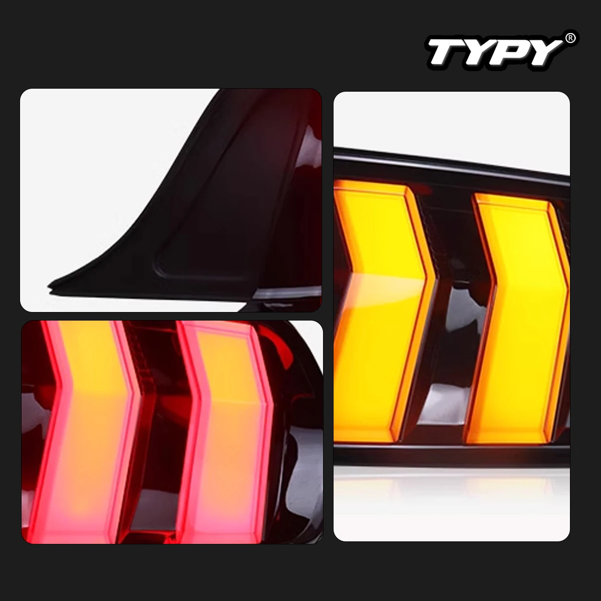 TYPY Car Lights For Ford Mustang Tail lights 2015-2021 Rear Lamp DRL Start Up Dynamic DRL Turn Signal Auto Accessories