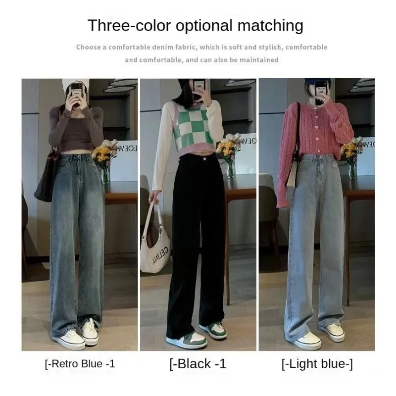 

Женские джинсы с высокой талией для отдыха, прямые брюки Y2K, калевей, с низкой посадкой, синие карманы, уличная одежда, широкие брюки