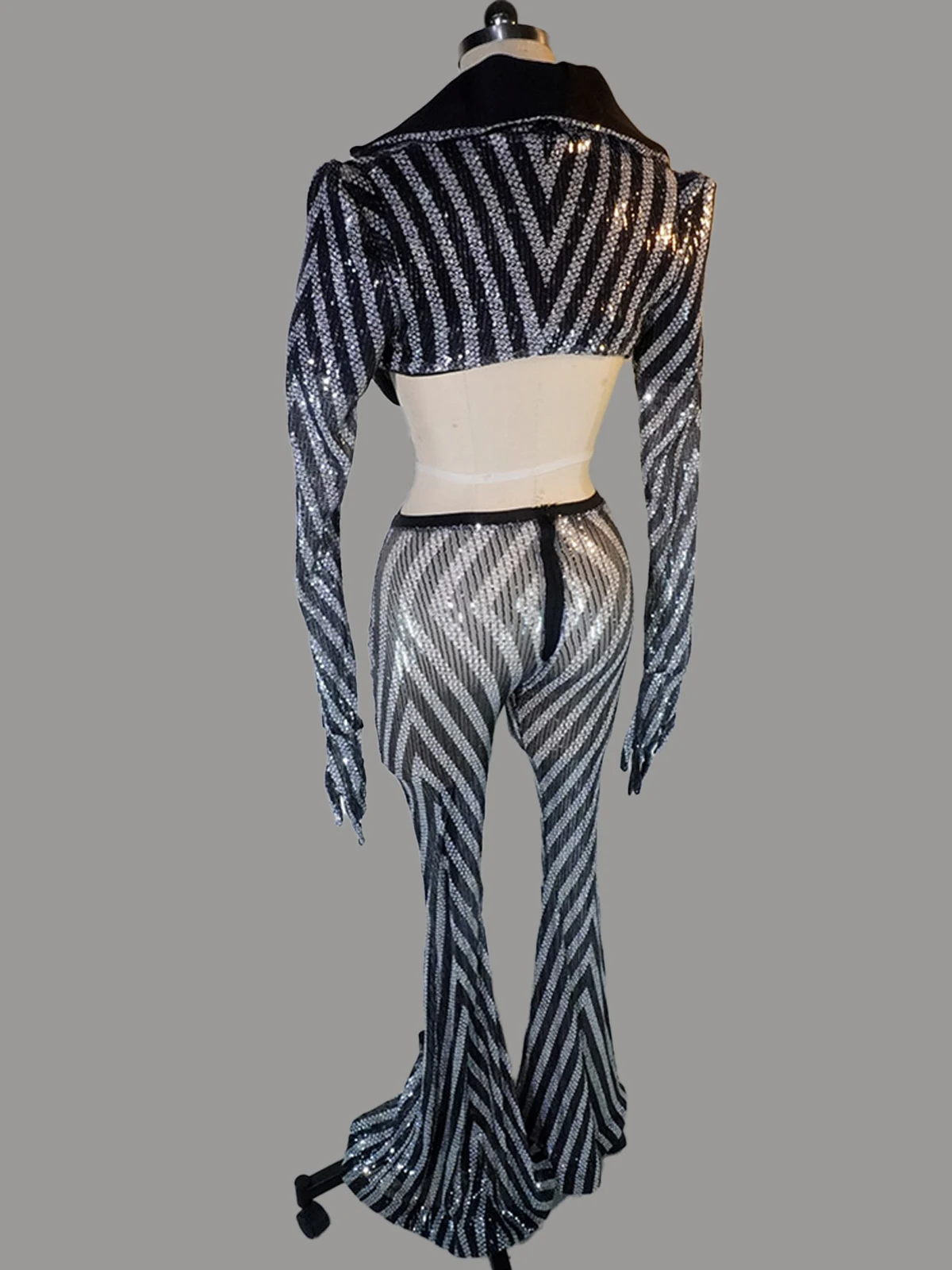 ثلاث قطع الترتر انظر من خلال مجموعات معطف وبنطلون مثير الهذيان ملهى ليلي بدلة حفلة رقص الجاز مرحلة ارتداء سحب الملكة ازياء