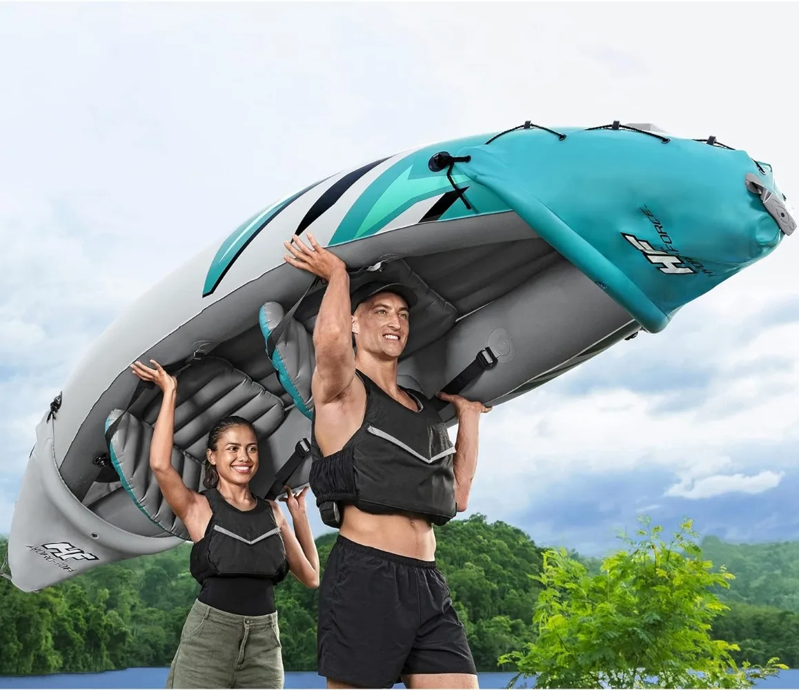 Hydro Force Inflatable Kayak Set | Includes Seat, Paddle, Hand Pump, Storage Carry Bag | Great for Adults, Kids and Families