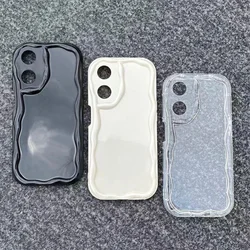 A17 A17K Case Clear Curly Frame Soft TPU Cover For Oppo A38 A78 A58 4G Reno 8T 4G A98 A79 5G Wavy Bumper Shockproof Phone Coque