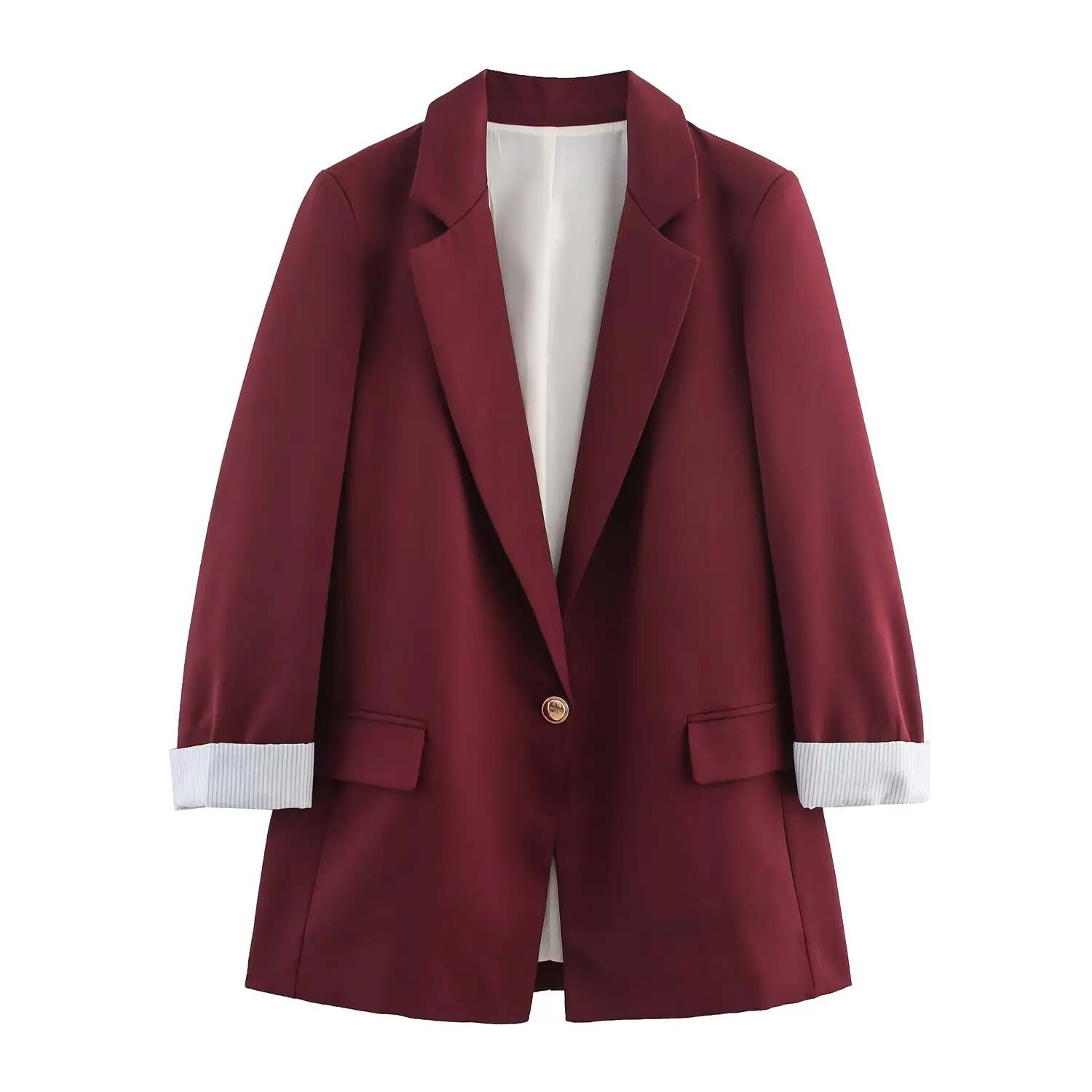 JNLEAOG Faionable bedrukt manchetpak Jaet Dames Busin Wear Veelzijdige lange Sve polyester jas voor de herfst