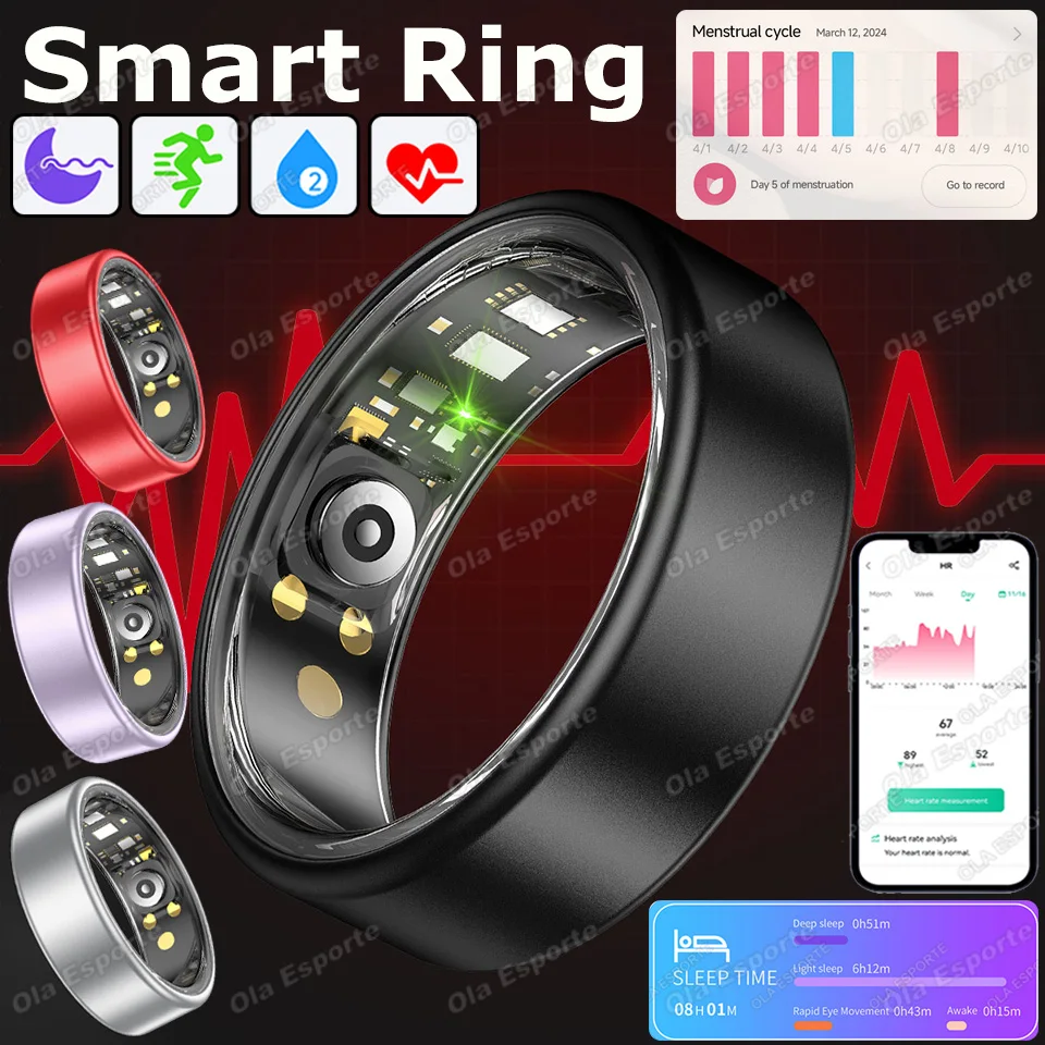 

Ola Esporte Smart Ring Gestures Brush Video 5ATM Waterproof Remote Camera Heart Rate Blood Pressure Monitoring Sports Smartring
