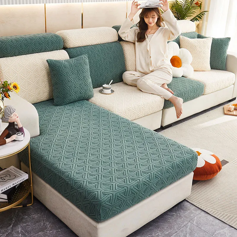 Jacquard Plush Sofa Cover Universal Living Room Pet Furniture Protection Full Wrap Elastic Washable Removable Sofa Back Cover