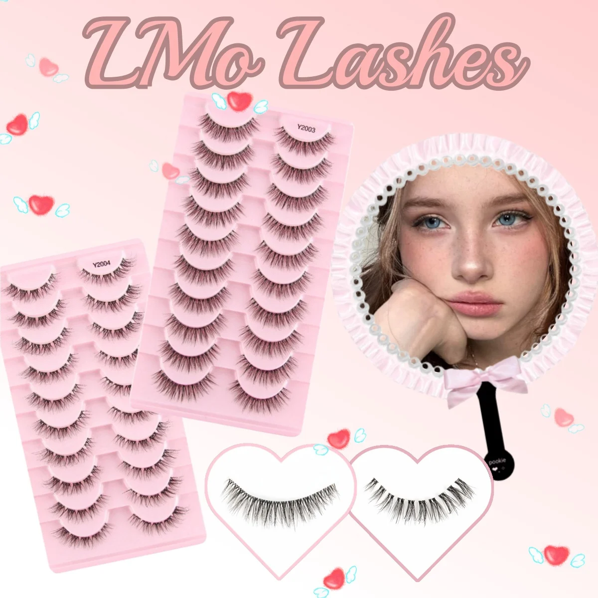 10 Paar transparente Band-D-Locken-falsche Wimpern, natürlich, 3D, lockig, Kreuzstil, weiche Wimpernverlängerungen, bequeme Augen-Make-up-Tools